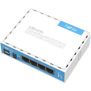 MikroTik RB941-2nD hAP lite Home Wireless Access Point – 4-Port 10/100 Router, 2.4GHz 802.11b/g/n, Dual Chain, RouterOS