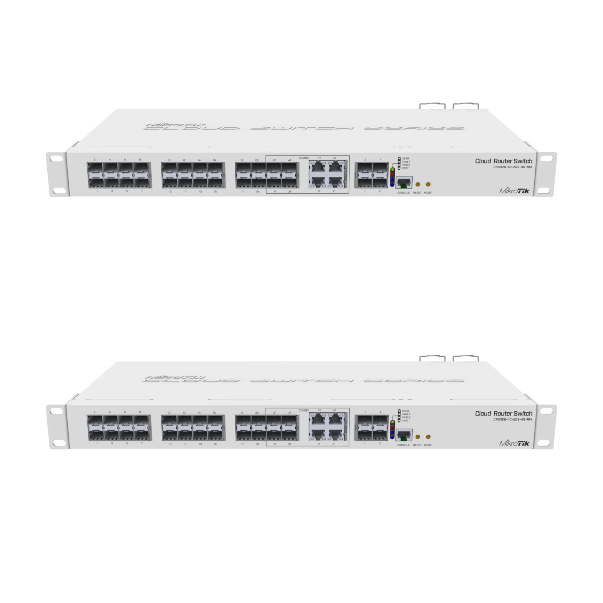 MikroTik CRS328-4C-20S-4S+RM 28-Port Managed L2/L3 Switch – 20x SFP, 4x 10G SFP+, 4x Combo (RJ45/SFP), 1U Rackmount with Dual Redundant Power Supplies