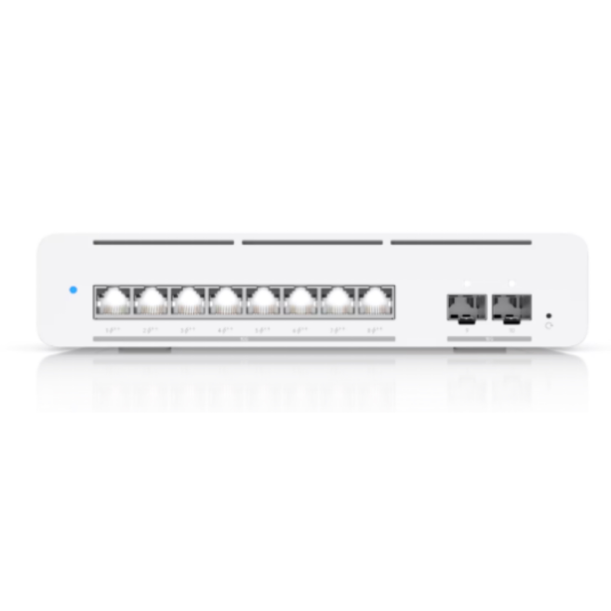 Ubiquiti UniFi Switch Pro XG 8 PoE USW-Pro-XG-8-PoE – 8-Port 10GbE Layer 3 Etherlighting PoE++ Switch, 2x 10G SFP+, 155W PoE Budget, 60W Per Port, Fanless, Desktop/Wall Mount