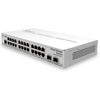 MikroTik CRS326-24G-2S+IN 24-Port Gigabit Switch with 2x 10G SFP+ Uplinks, Quiet Fanless Design, Dual Boot RouterOS & SwOS