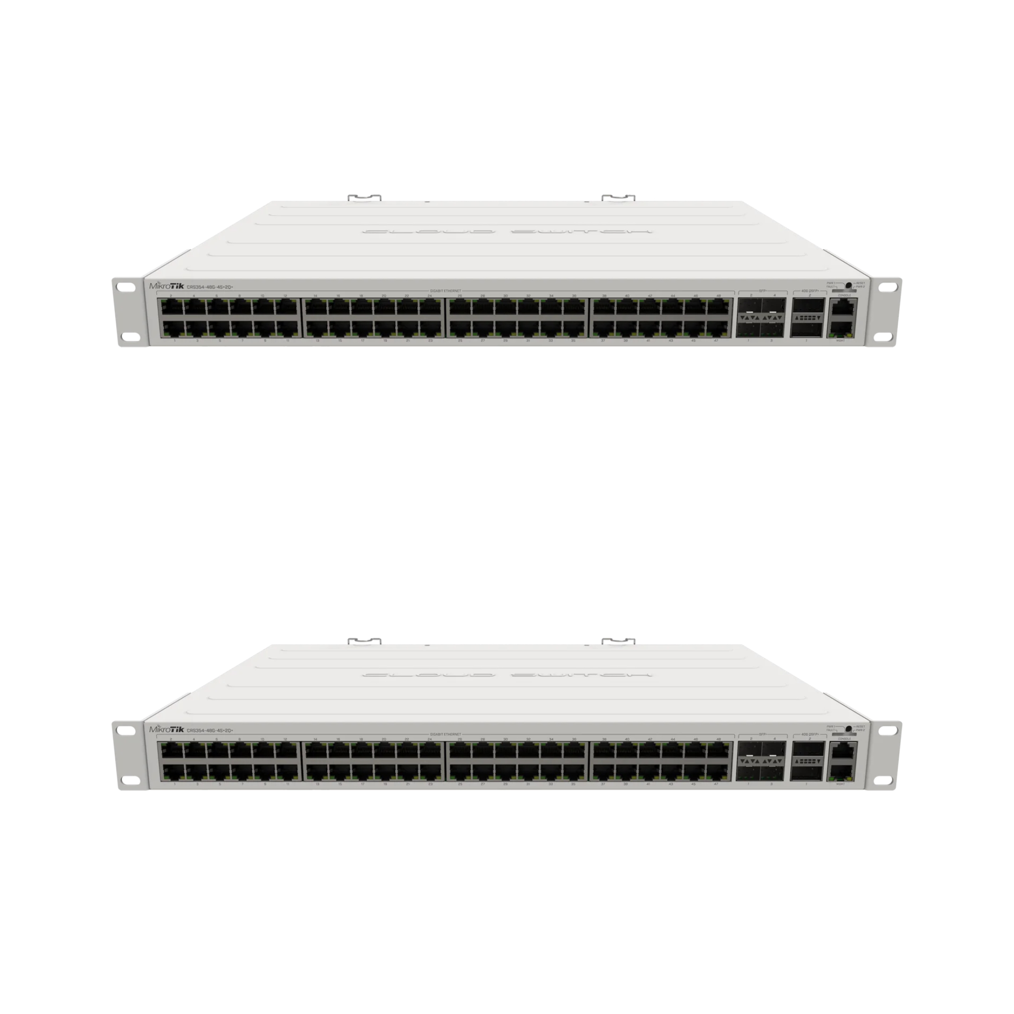 MikroTik CRS354-48G-4S+2Q+RM 48-Port Managed L2 Switch with 4x 10G SFP+ and 2x 40G QSFP+, Dual Power Supplies, 1U Rackmount