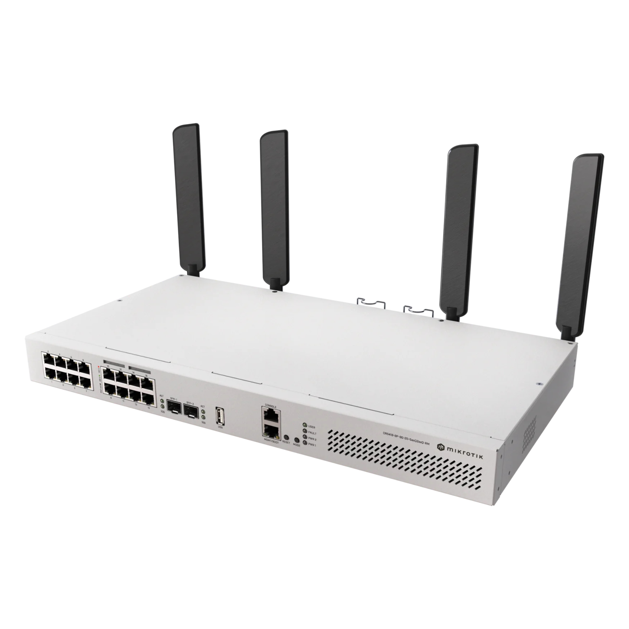 MikroTik CRS418-8P-8G-2S+5axQ2axQ-RM All-in-One PoE Switch, Router & Wi-Fi 6 Access Point – 16 GbE Ports, 2x 10G SFP+, 150W PoE