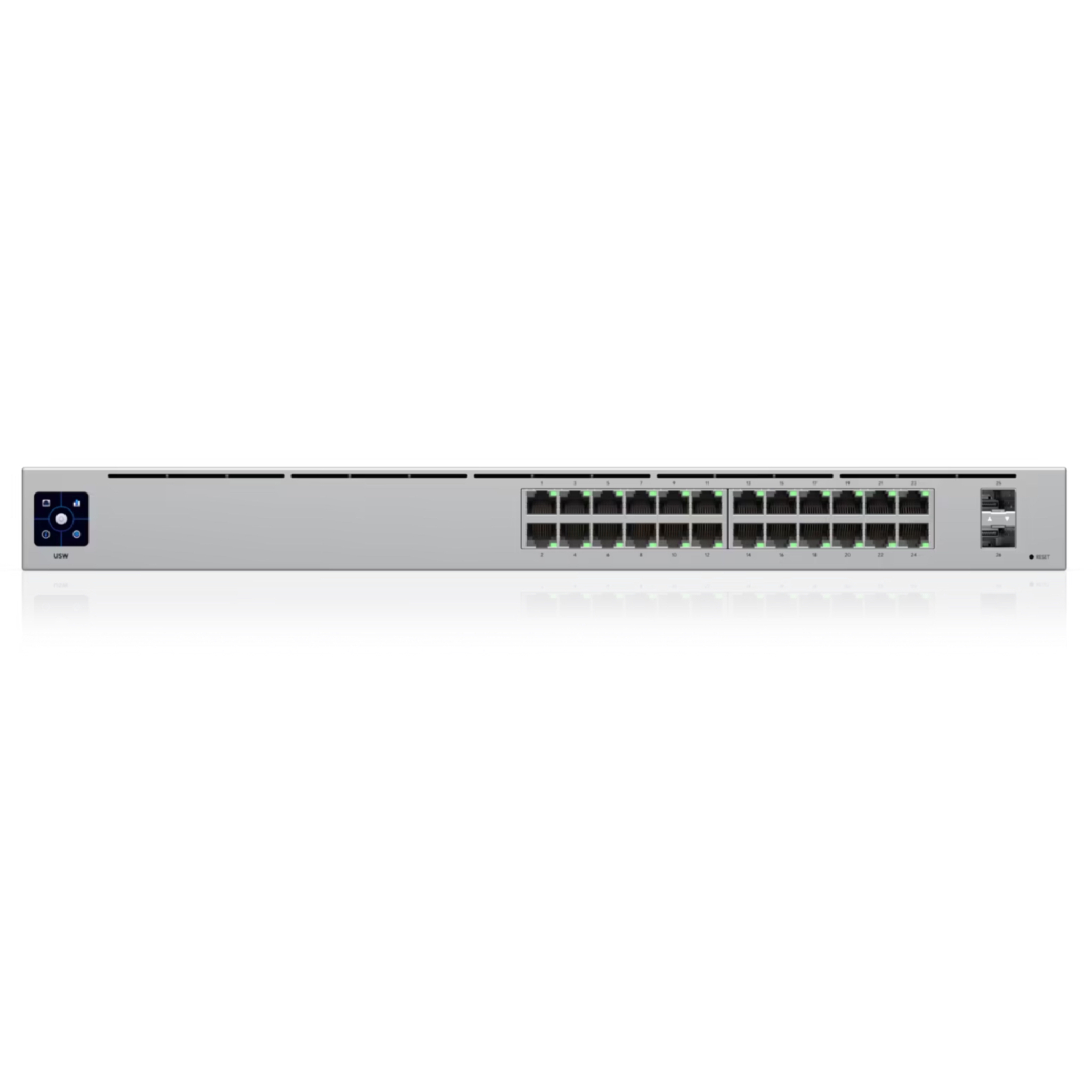 Ubiquiti UniFi Switch 24 USW-24 – 24-Port Gigabit Layer 2 Managed Switch, 2x 1G SFP Uplinks, Fanless Silent Cooling, 1.3" Touchscreen, Rackmount