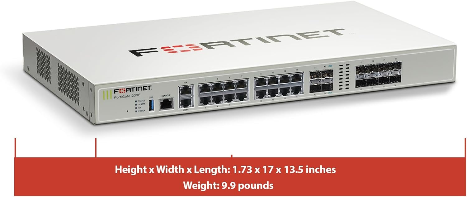 FortiGate-200F Firewall Appliance - Plus 1 Year FortiCare Premium and FortiGuard Unified Threat Protection