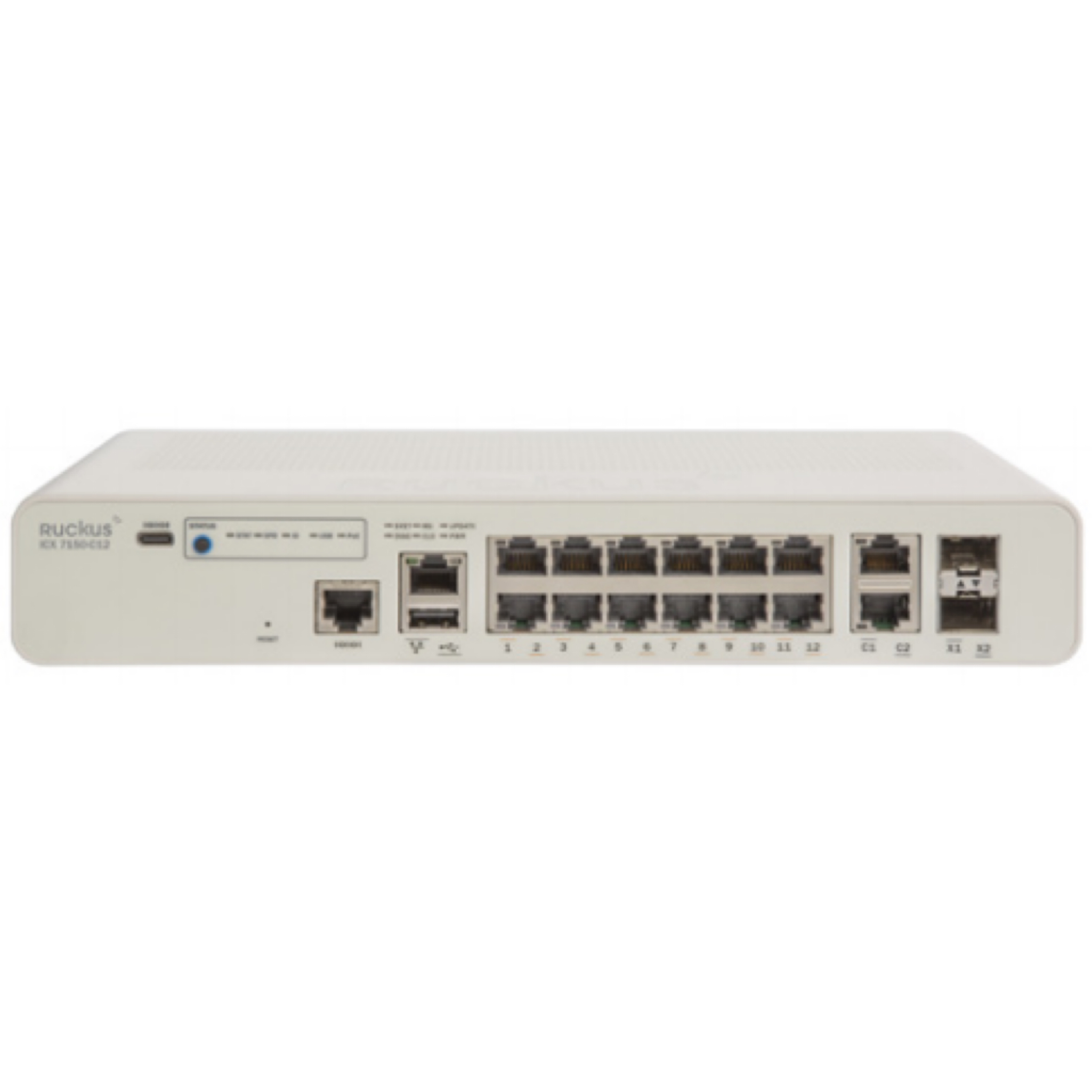 ICX7150-C12P-2X1G, Ruckus ICX7150 Switch, 12x PoE+ 1G/2x 1G RJ45/124W PoE