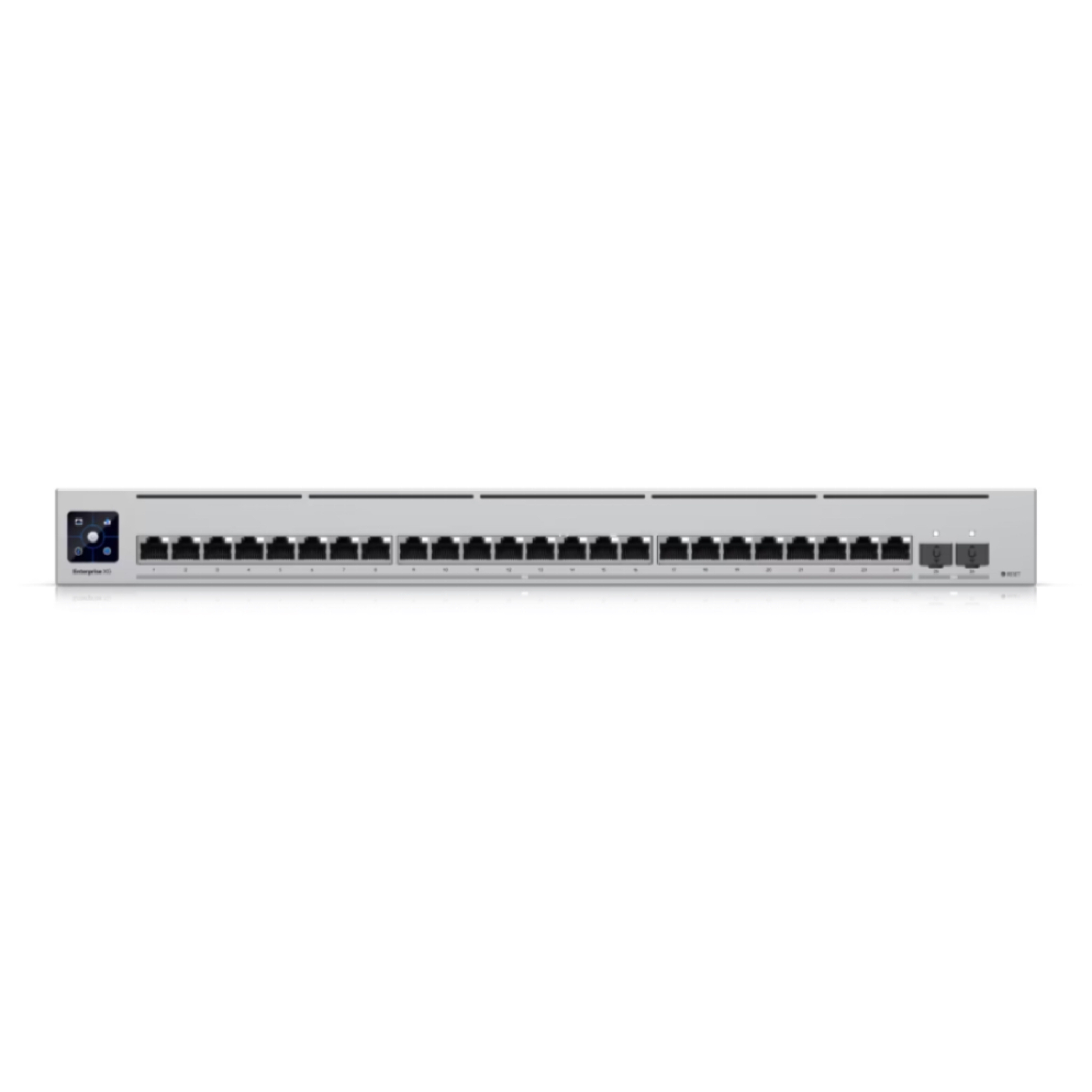Ubiquiti UniFi Switch EnterpriseXG 24 USW-EnterpriseXG-24 – 24-Port 10GbE Layer 3 Managed Switch, 24x 1/2.5/5/10G RJ45, 2x 25G SFP28 Uplinks, 580 Gbps, 1.3" Touchscreen, 1U Rackmount