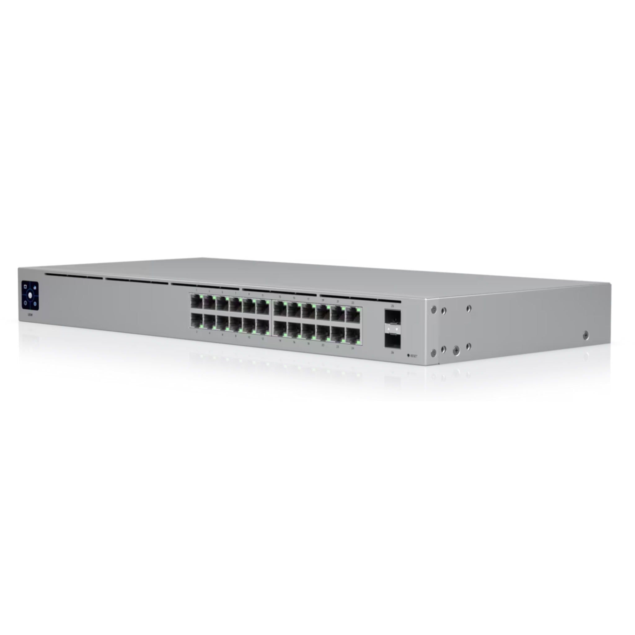 Ubiquiti UniFi Switch 24 USW-24 – 24-Port Gigabit Layer 2 Managed Switch, 2x 1G SFP Uplinks, Fanless Silent Cooling, 1.3" Touchscreen, Rackmount