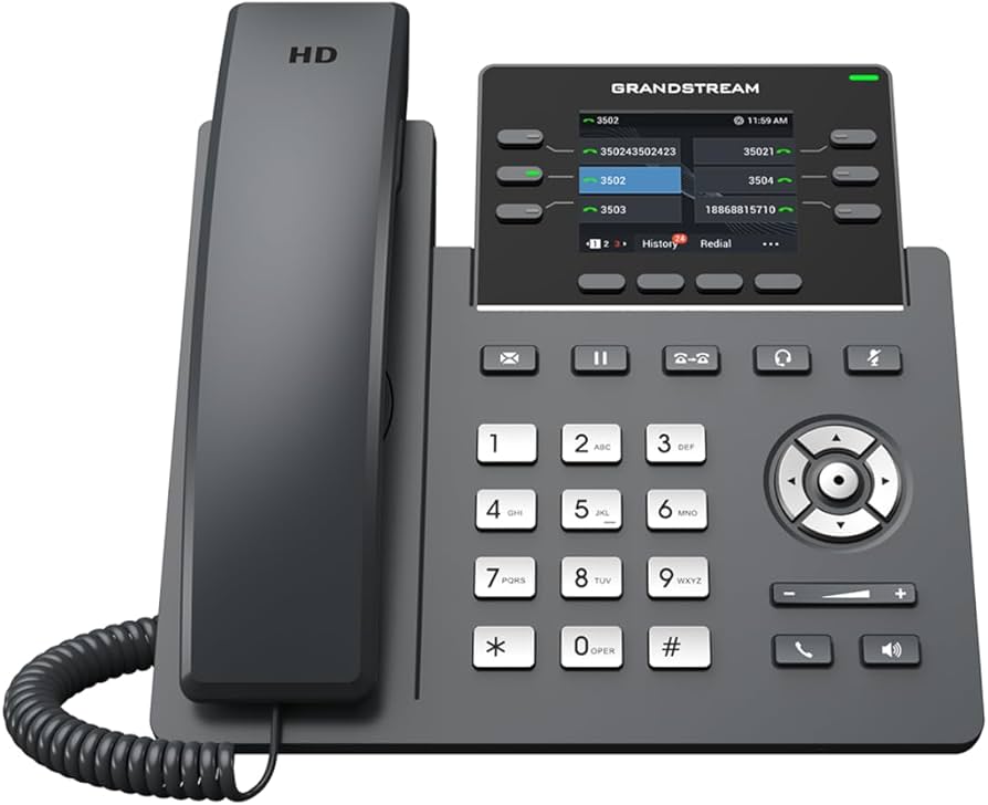 Grandstream GRP2615 4 Lines 2.4 Color LCD PoE+AC Power 6 BLF Keys HD Voice for Office/Hotel VoIP System IP Phone 