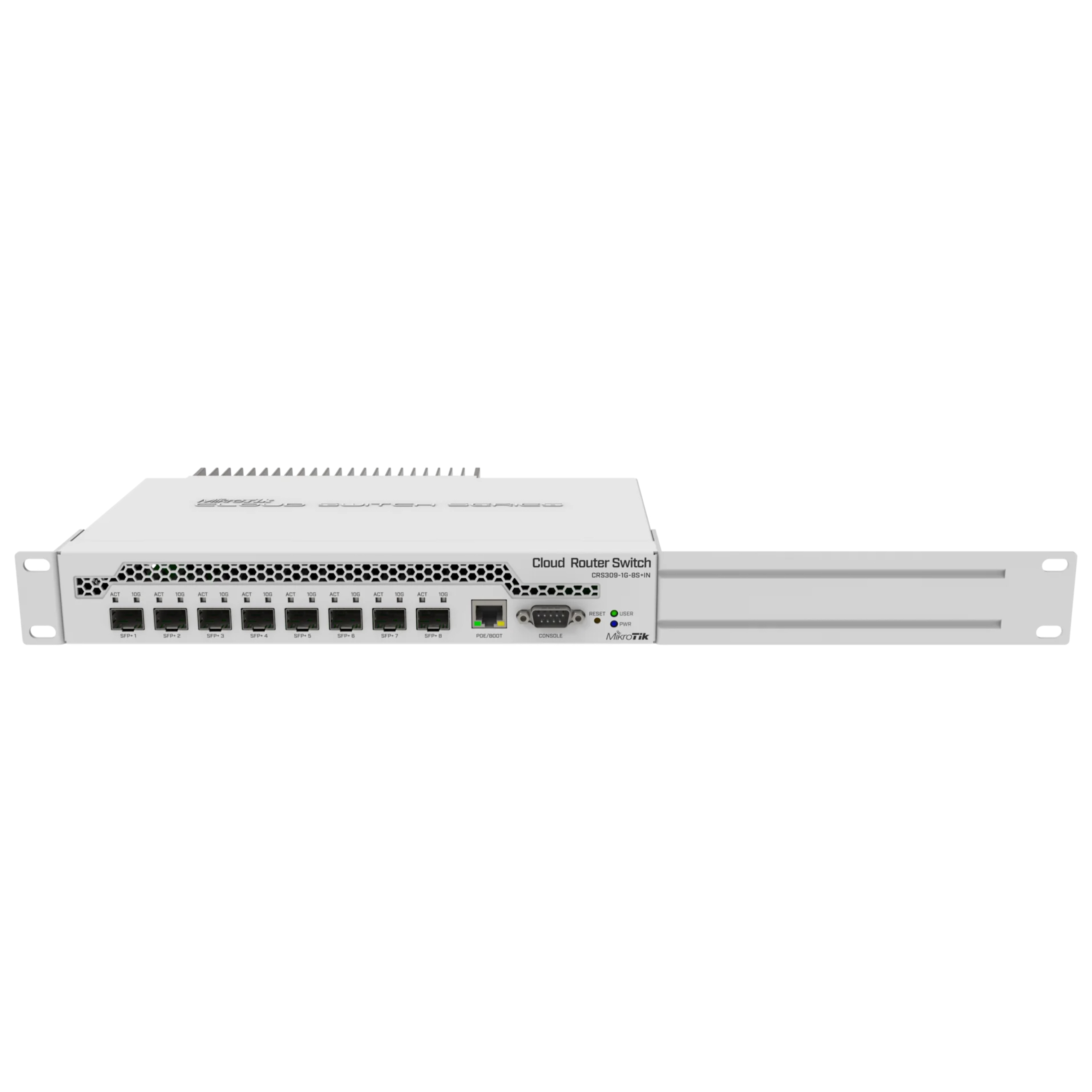 MikroTik CRS309-1G-8S+IN 8-Port 10G SFP+ Switch with 1x Gigabit Ethernet, Dual Boot RouterOS/SwOS, Fanless Desktop