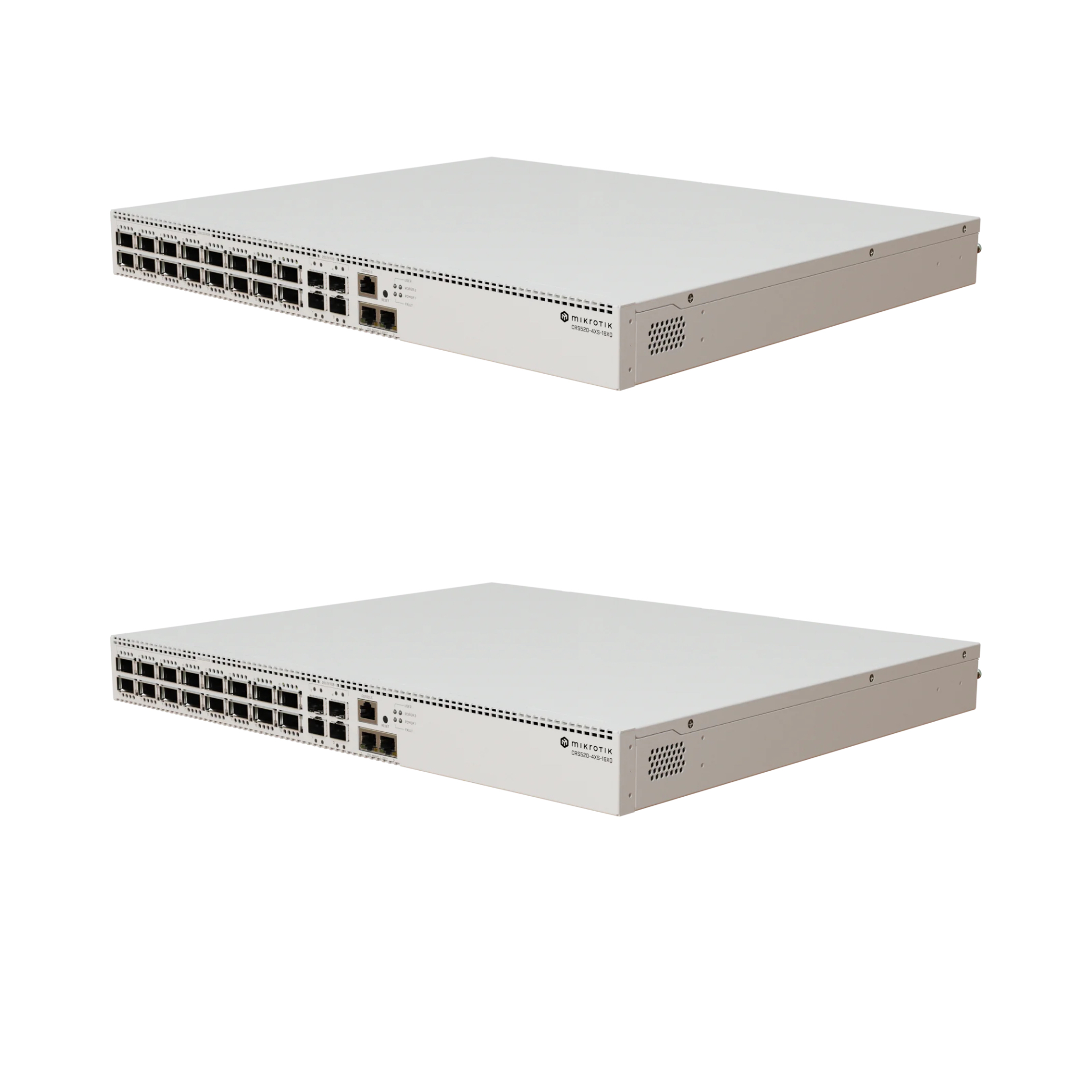 MikroTik CRS520-4XS-16XQ-RM 22-Port 100G/25G Enterprise Switch – 16x QSFP28, 4x SFP28, 2x 10G RJ45, Dual Redundant PSU, RouterOS v7, 1U Rackmount