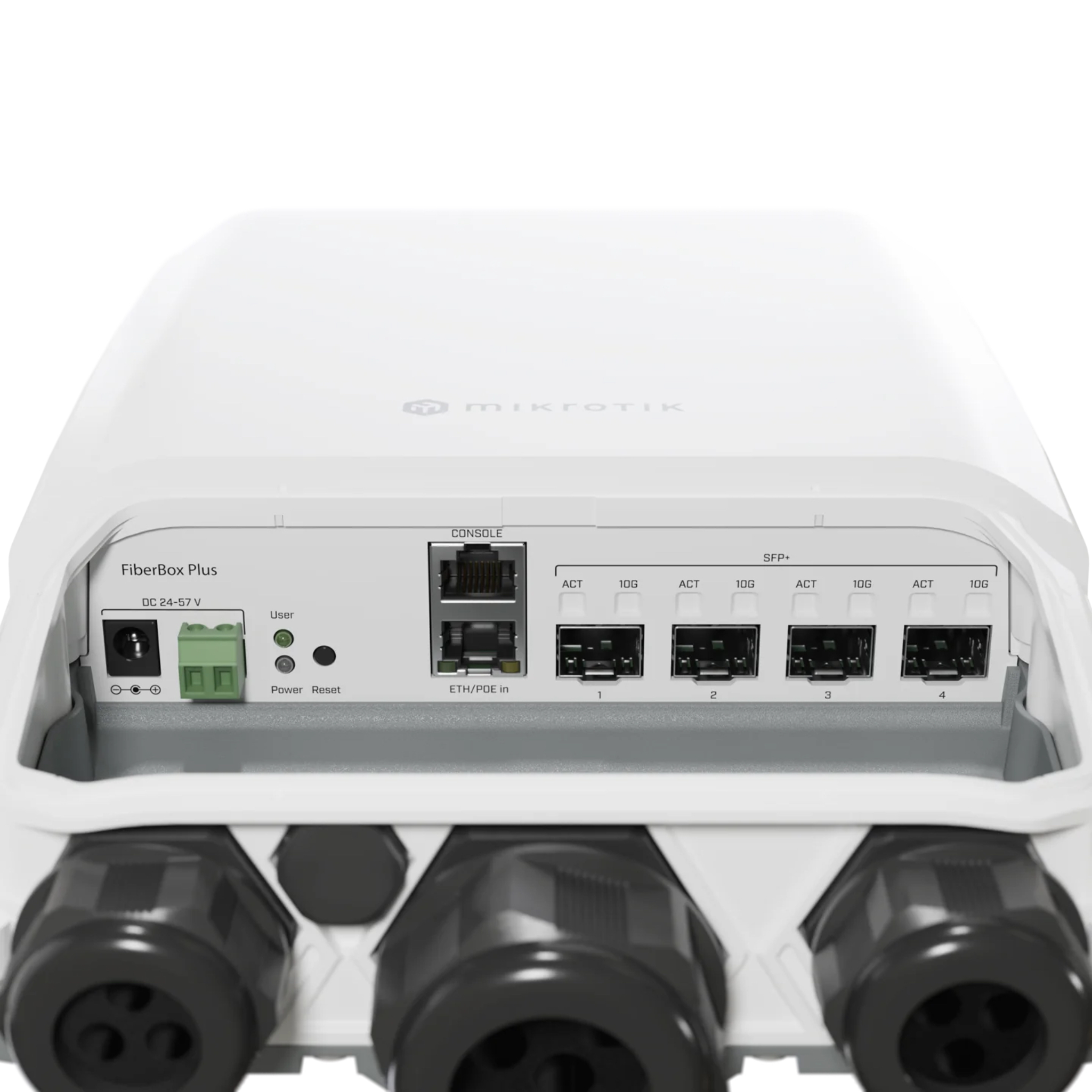 MikroTik CRS305-1G-4S+OUT 10G Outdoor Switch – 4x SFP+ Ports, 1x GbE, IP66 Weatherproof, Fanless, 3x Power Options (PoE-in/DC/2-Pin)