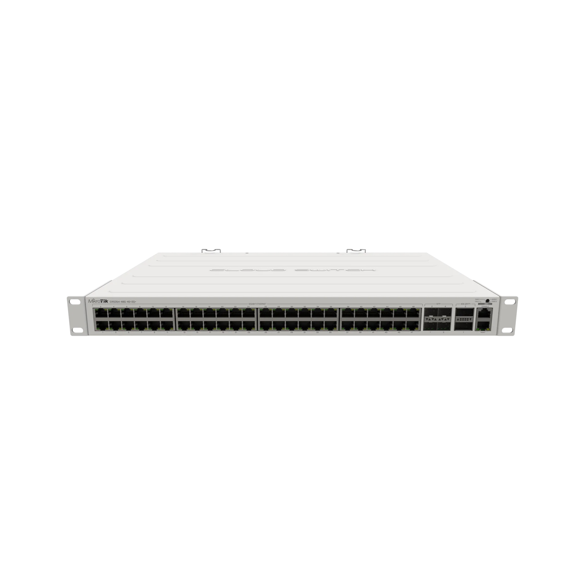 MikroTik CRS354-48G-4S+2Q+RM 48-Port Managed L2 Switch with 4x 10G SFP+ and 2x 40G QSFP+, Dual Power Supplies, 1U Rackmount