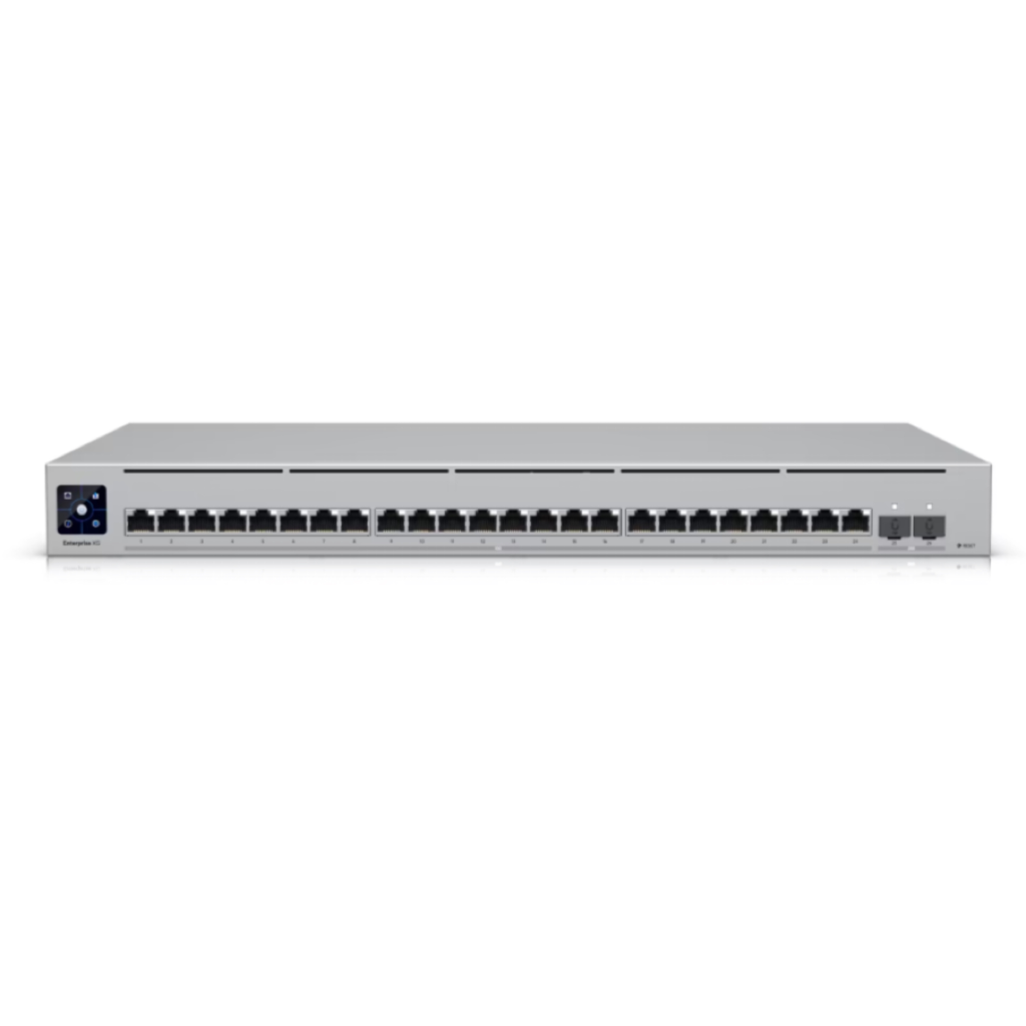 Ubiquiti UniFi Switch EnterpriseXG 24 USW-EnterpriseXG-24 – 24-Port 10GbE Layer 3 Managed Switch, 24x 1/2.5/5/10G RJ45, 2x 25G SFP28 Uplinks, 580 Gbps, 1.3" Touchscreen, 1U Rackmount