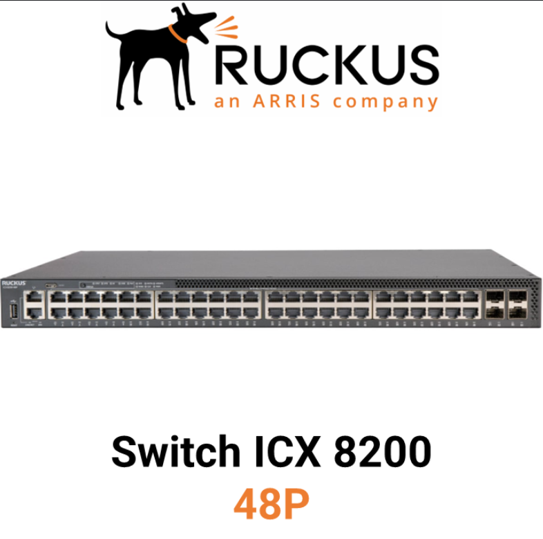 RUCKUS ICX 8200-48P 48-Port Gigabit PoE+ Support Stackable L2/L3 Managed Enterprise Ethernet Switch 
