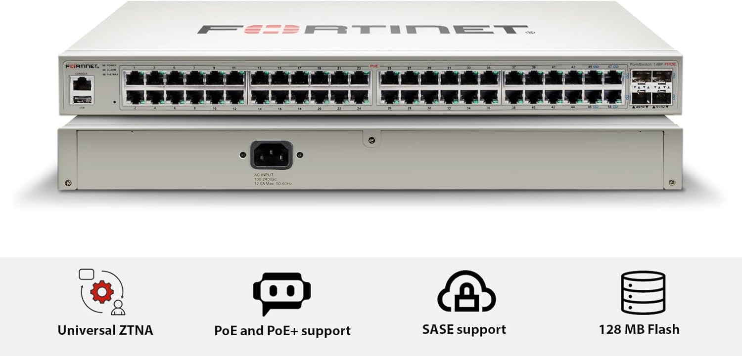 Fortinet FortiSwitch - 148F-FPOE L2+ Management Switch with 740W PoE (FS-148F-FPOE)