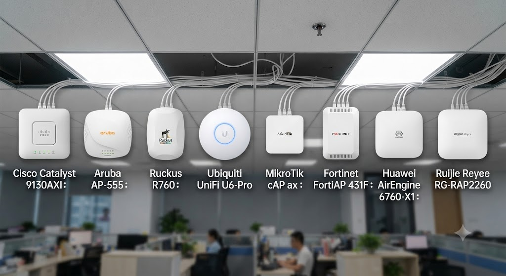 Cisco-Huawei-Ruckus-Ubiquiti-Mikrotik-Aruba-Ruijie AP