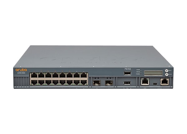Aruba 7010 (RW) 16p 150W PoE+ 10/100/1000BASE-T 1G BASE-X SFP 32 AP and 2K Clients Controller