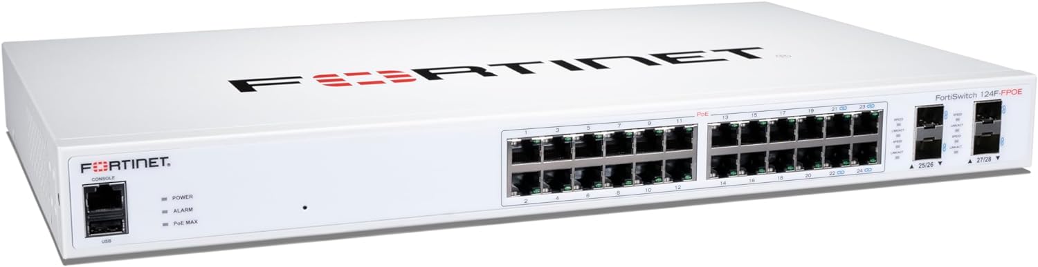 Fortinet FortiSwitch - 124F-FPOE L2+ Managed PoE Switch with 370W PoE (FS-124F-FPOE)
