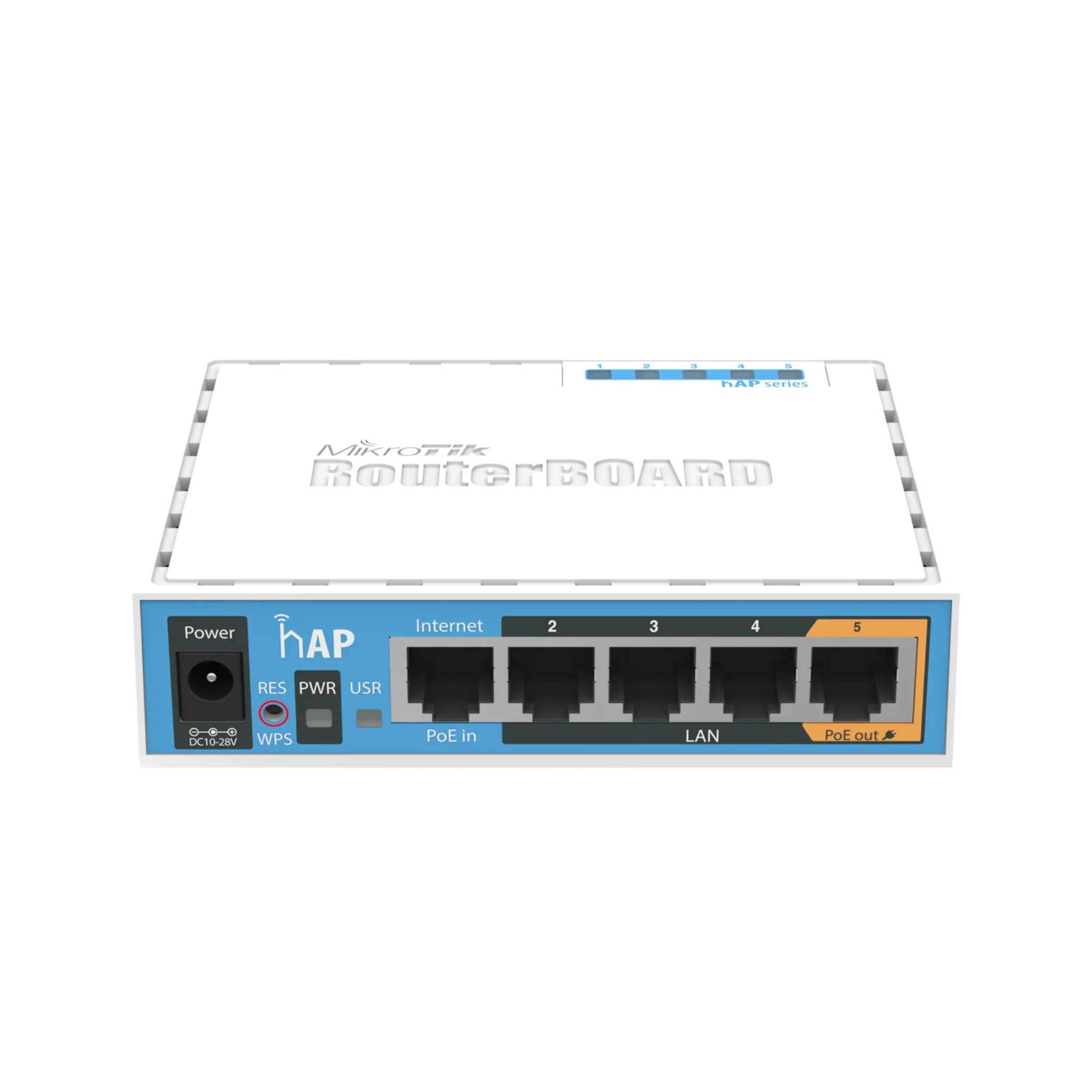 MikroTik hAP RB951Ui-2nD – 2.4GHz Home Access Point with 5x Fast Ethernet, PoE-out on Port 5, USB for 3G/4G, 650MHz CPU, 64MB RAM, RouterOS L4
