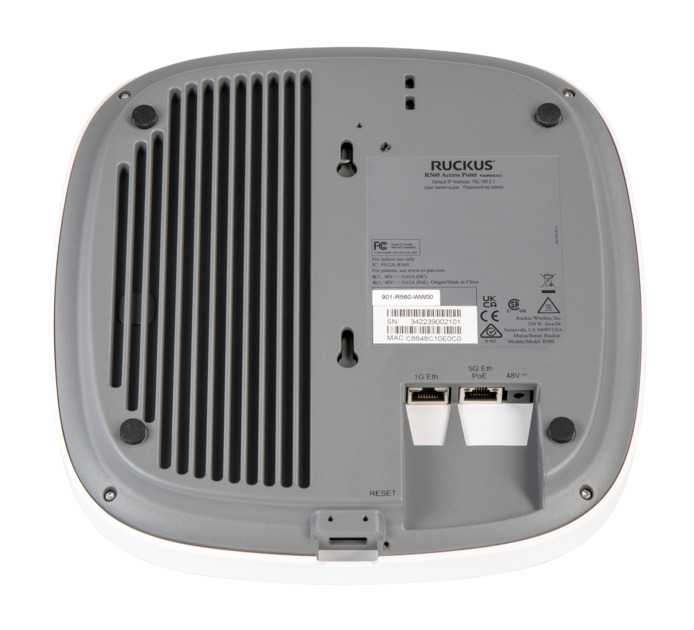 RUCKUS R560 High-Performance Tri-Radio Wi-Fi 6E 2x2:2 4.7 Gbps max rate and Embedded IoT Indoor Access Point