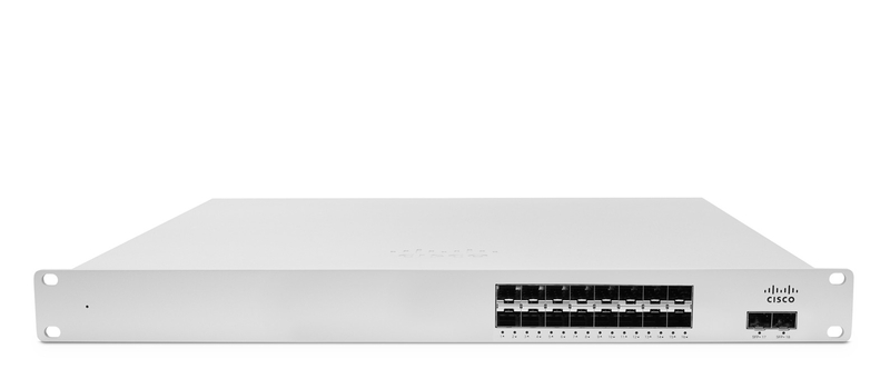 Cisco Meraki MS410-16 Cloud-managed 16 port 1 Gigabit Ethernet aggregation switch with 10 GbE uplinks and physical stacking