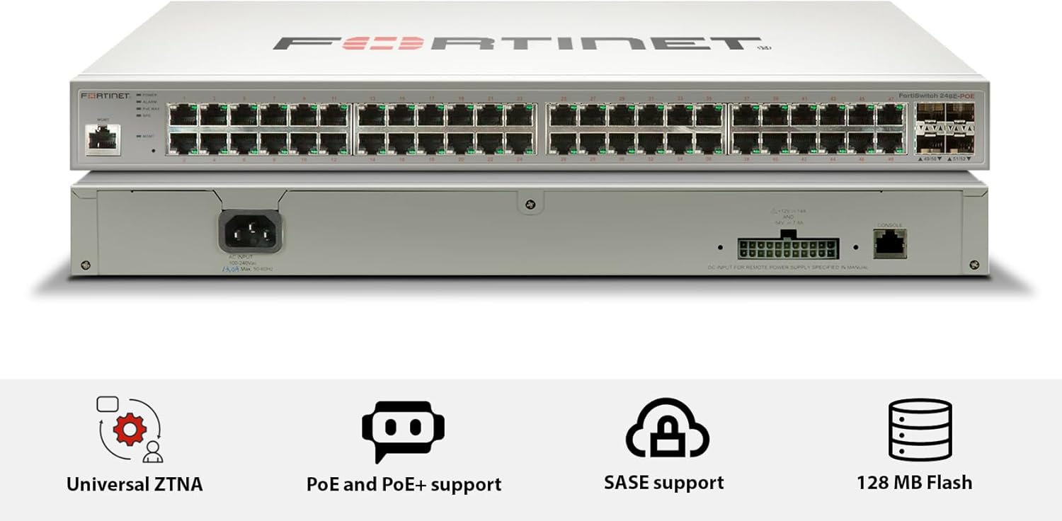 Fortinet FortiSwitch - 248E-POE Layer 2/3 PoE+ Switch (FS-248E-POE)
