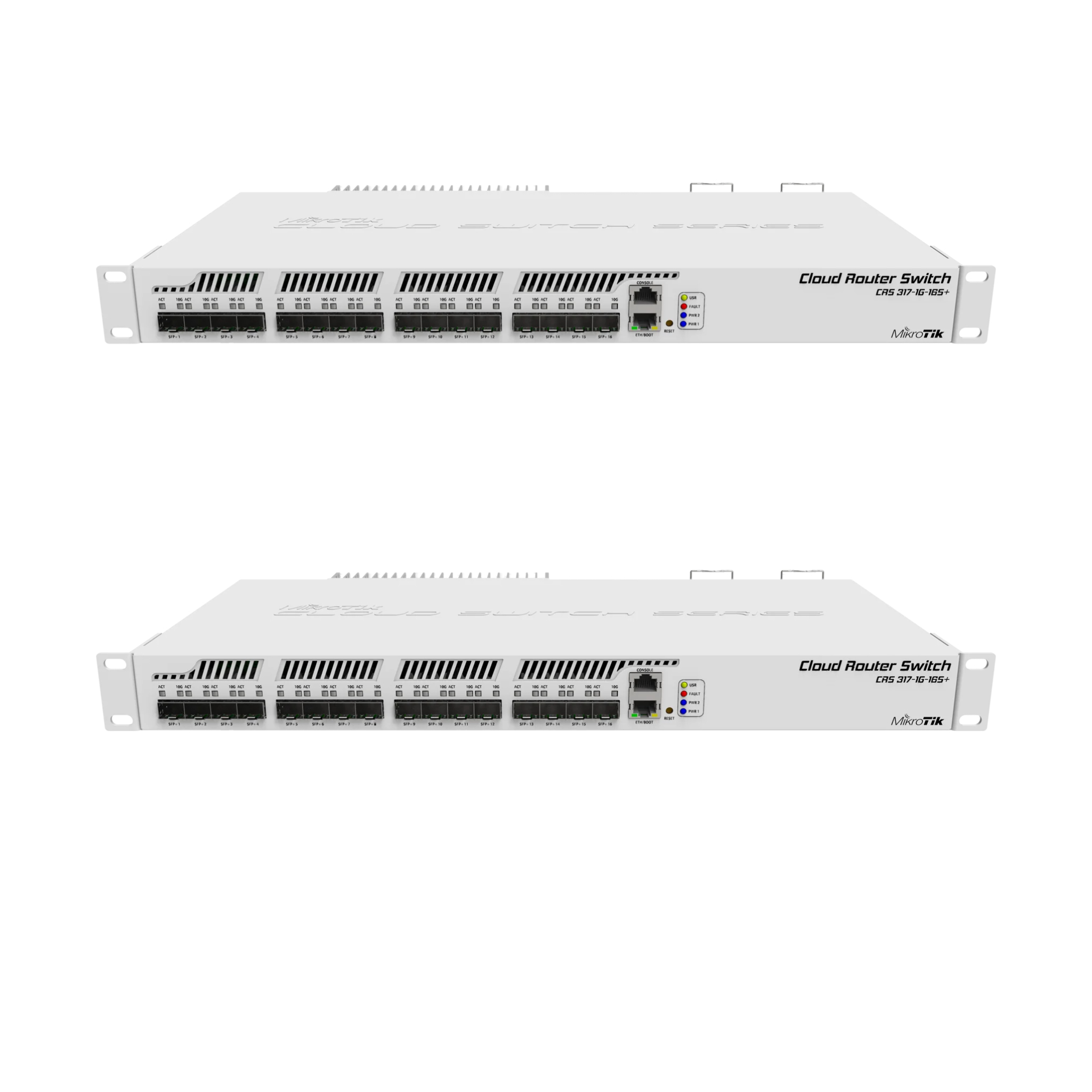 MikroTik CRS317-1G-16S+RM 16-Port 10GbE SFP+ Managed Switch – L3, 1U Rackmount with Dual Redundant Power Supplies, 800MHz CPU, 1GB RAM
