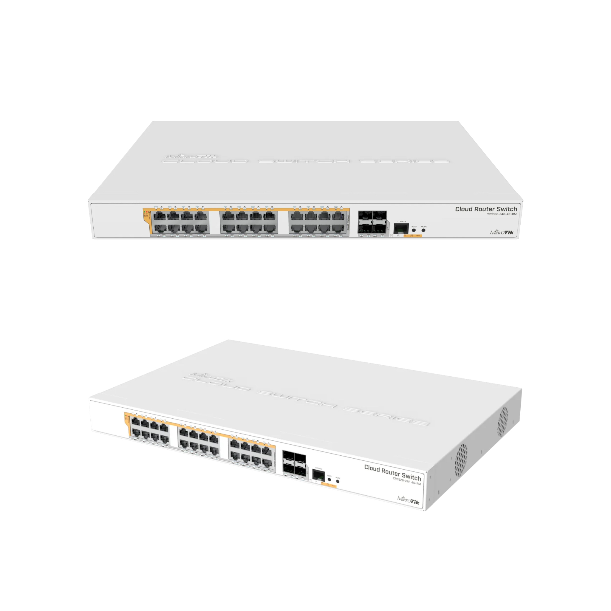 MikroTik CRS328-24P-4S+RM 24-Port Gigabit PoE+ Switch with 4x 10G SFP+ Ports, 500W Power Supply, 1U Rackmount, Dual Boot RouterOS/SwOS