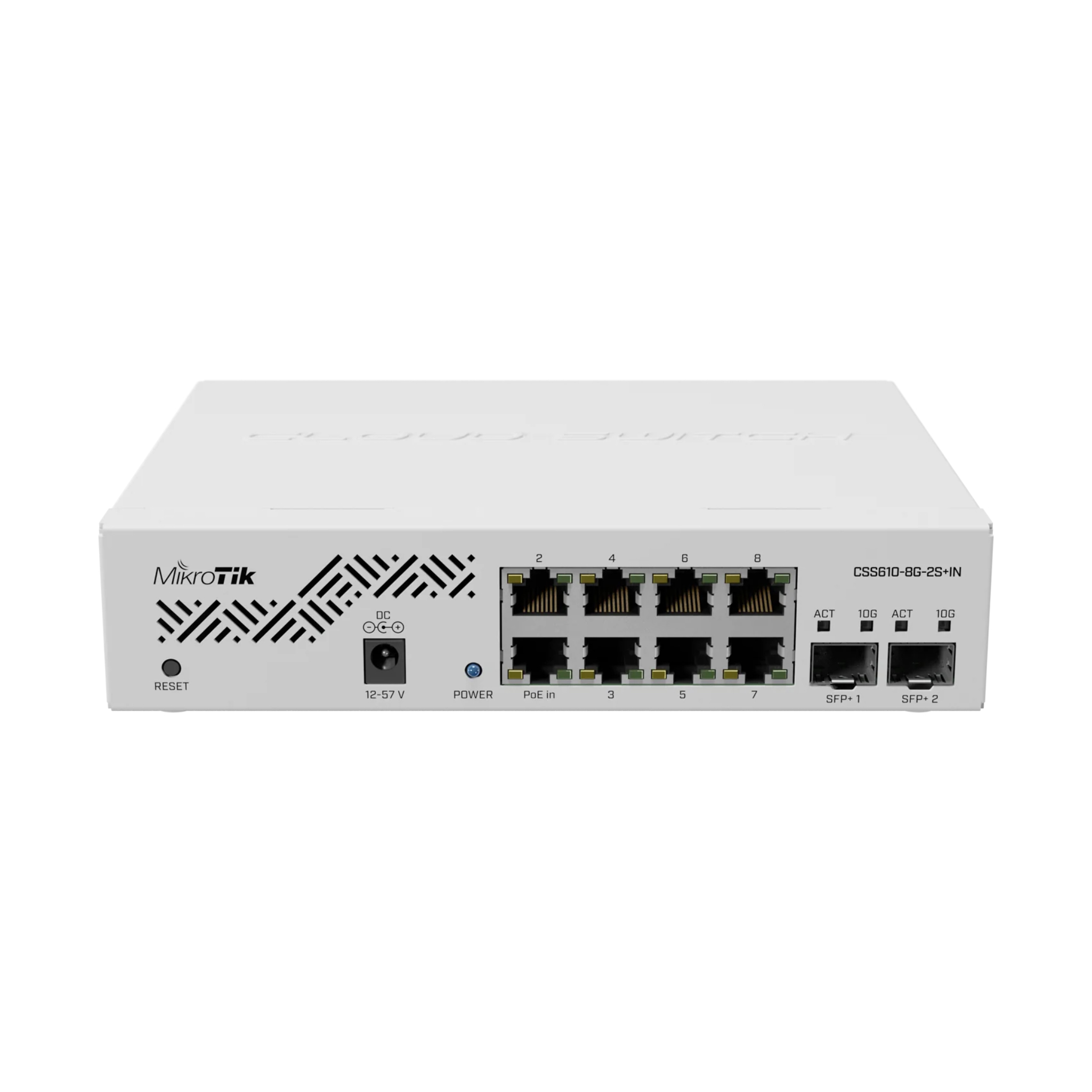 MikroTik - CSS610-8G-2S+in - Cloud Smart Switch 610-8G-2S+in with 8X Gigabit Ports, 2X SFP+ Cages, SwOS, Desktop case