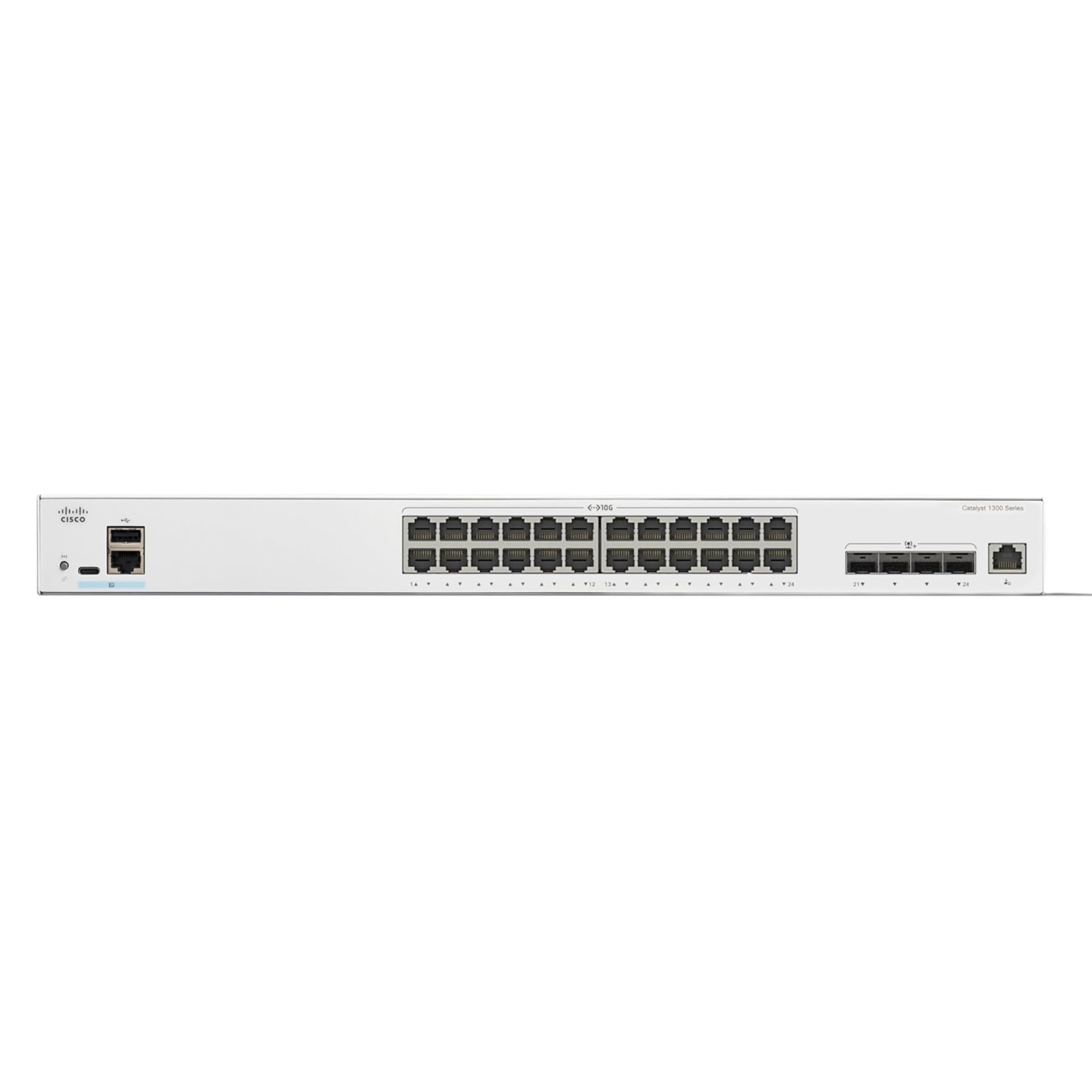 Cisco Catalyst 1300-24XT Managed Switch, 20 Port 10G Copper, 4x10GE SFP+ Combo, Limited Lifetime Protection