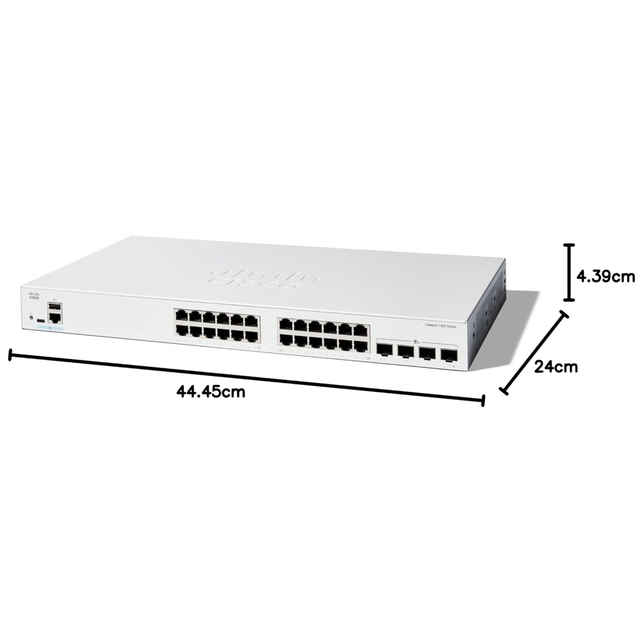 C1300-24T-4X, Cisco Catalyst 1300 Switch, 24x GE ports/4x 10GE SFP+/Rack-mountable
