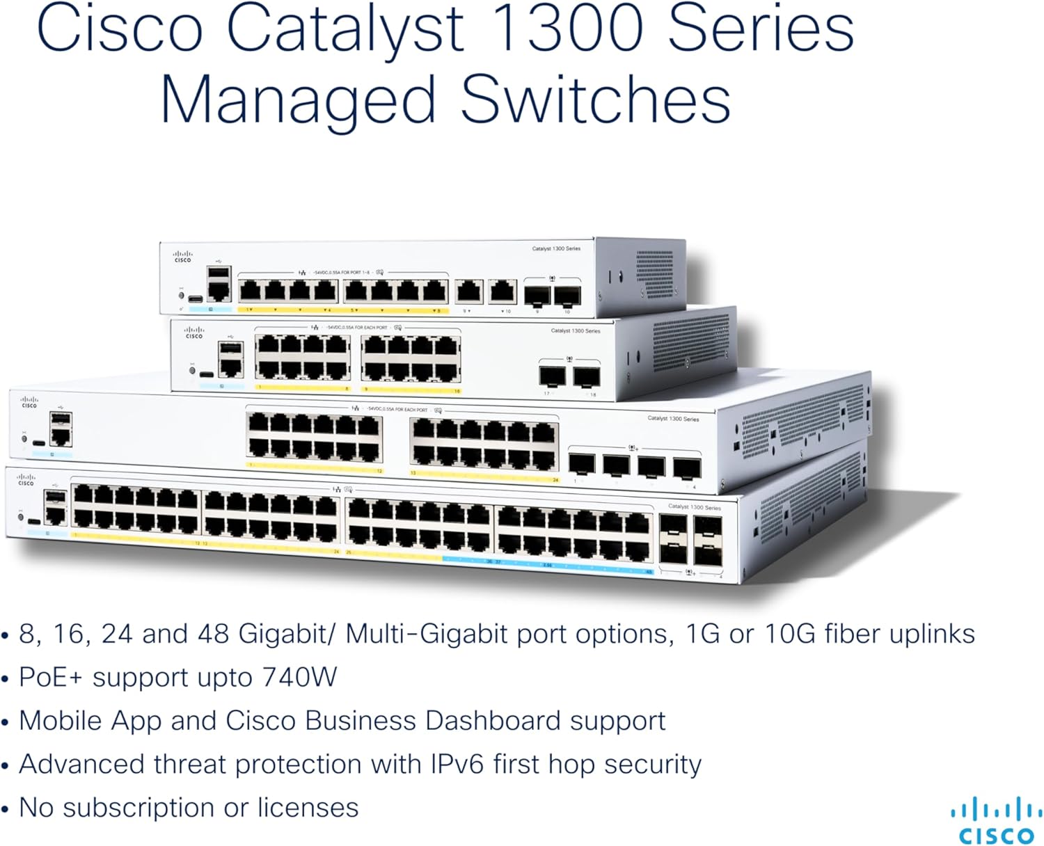 C1300-24T-4G, Cisco C1300 Switch, 24xGE/4xSFP/Rack-mount