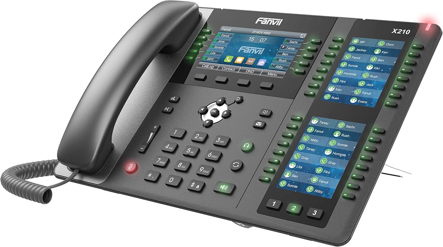 Fanvil X210 Enterprise VoIP Phone, 4.3-Inch Color Display, Two 3.5-Inch Side Color Displays for DSS Keys
