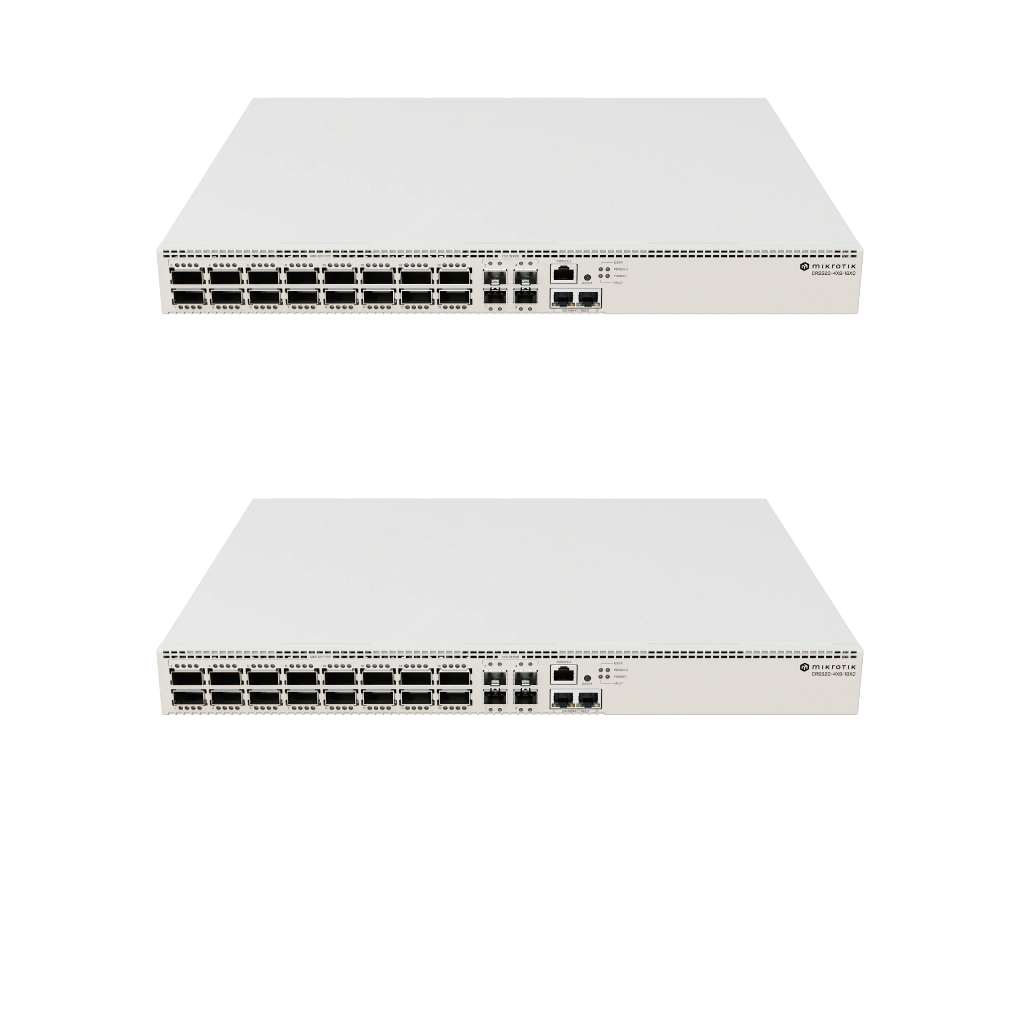 MikroTik CRS520-4XS-16XQ-RM 22-Port 100G/25G Enterprise Switch – 16x QSFP28, 4x SFP28, 2x 10G RJ45, Dual Redundant PSU, RouterOS v7, 1U Rackmount