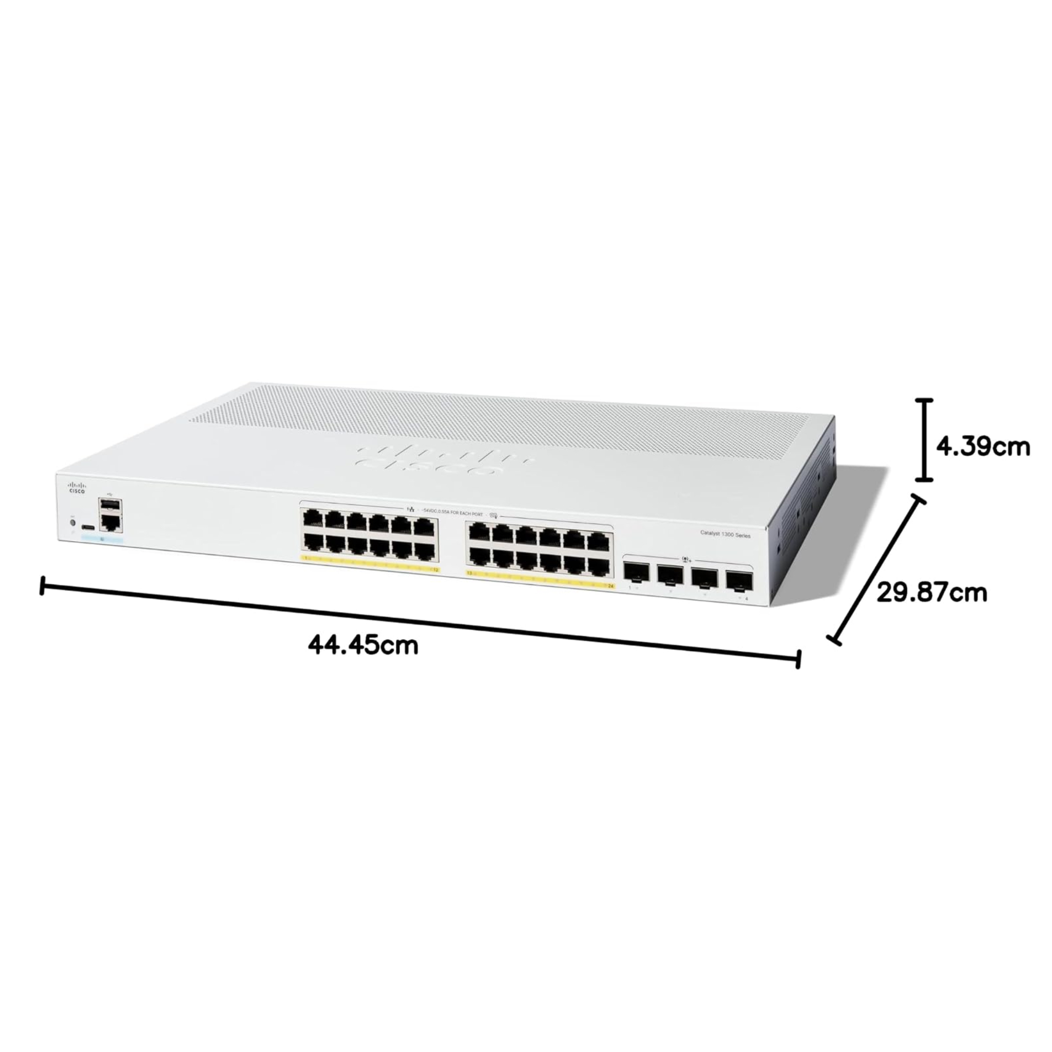 C1300-24P-4X, Cisco C1300 Switch, 24x PoE+ 195W/4x 10G SFP+/Rack-mountable