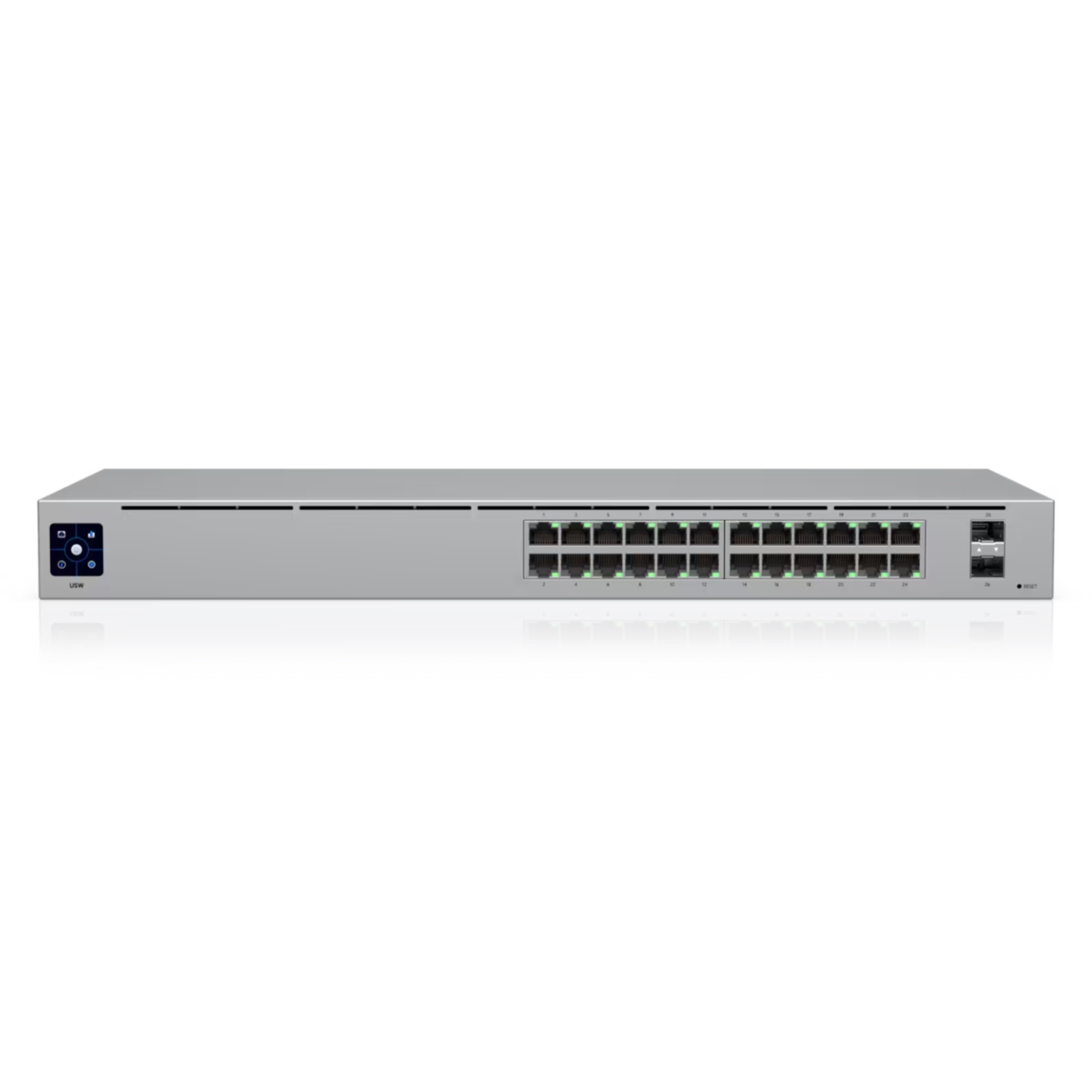 Ubiquiti UniFi Switch 24 USW-24 – 24-Port Gigabit Layer 2 Managed Switch, 2x 1G SFP Uplinks, Fanless Silent Cooling, 1.3" Touchscreen, Rackmount